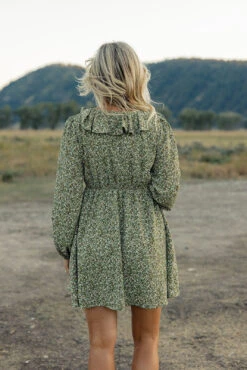 Floral Long Sleeve Bow Dress with Pockets - Fall Ruffle Mini Dress -ROOLEE FASHION SHOP 028A4181