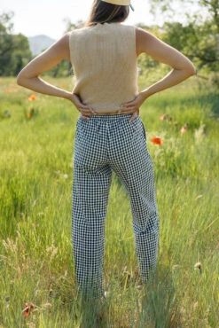Central Park Lightweight Gingham Summer Pants with Elastic Waist -ROOLEE FASHION SHOP 028A5352 websize