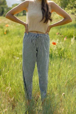 Central Park Lightweight Gingham Summer Pants with Elastic Waist -ROOLEE FASHION SHOP 028A5354 websize