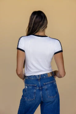 Vintage-Inspired Cropped Ringer Tee - Soft & Stretchy Casual Top -ROOLEE FASHION SHOP 028A5387
