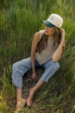 Central Park Lightweight Gingham Summer Pants with Elastic Waist -ROOLEE FASHION SHOP 028A5393 websize