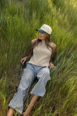 Central Park Lightweight Gingham Summer Pants with Elastic Waist -ROOLEE FASHION SHOP 028A5396 websize