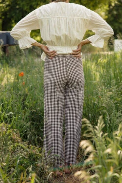 Central Park Lightweight Gingham Summer Pants with Elastic Waist -ROOLEE FASHION SHOP 028A5518 websize