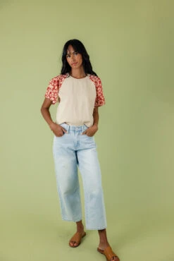 Blooming Flutter Sleeve Blouse - Elegant Floral Accent Top -ROOLEE FASHION SHOP 028A5855 Original