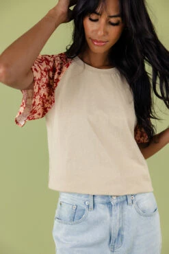 Blooming Flutter Sleeve Blouse - Elegant Floral Accent Top -ROOLEE FASHION SHOP 028A5873