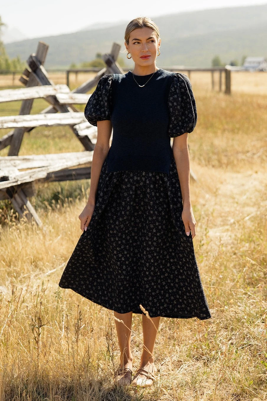 Puff Sleeve Sweater Vest Dress - The Aviva Layered Combo 3 Puff Sleeve Sweater Vest Dress - The Aviva Layered Combo