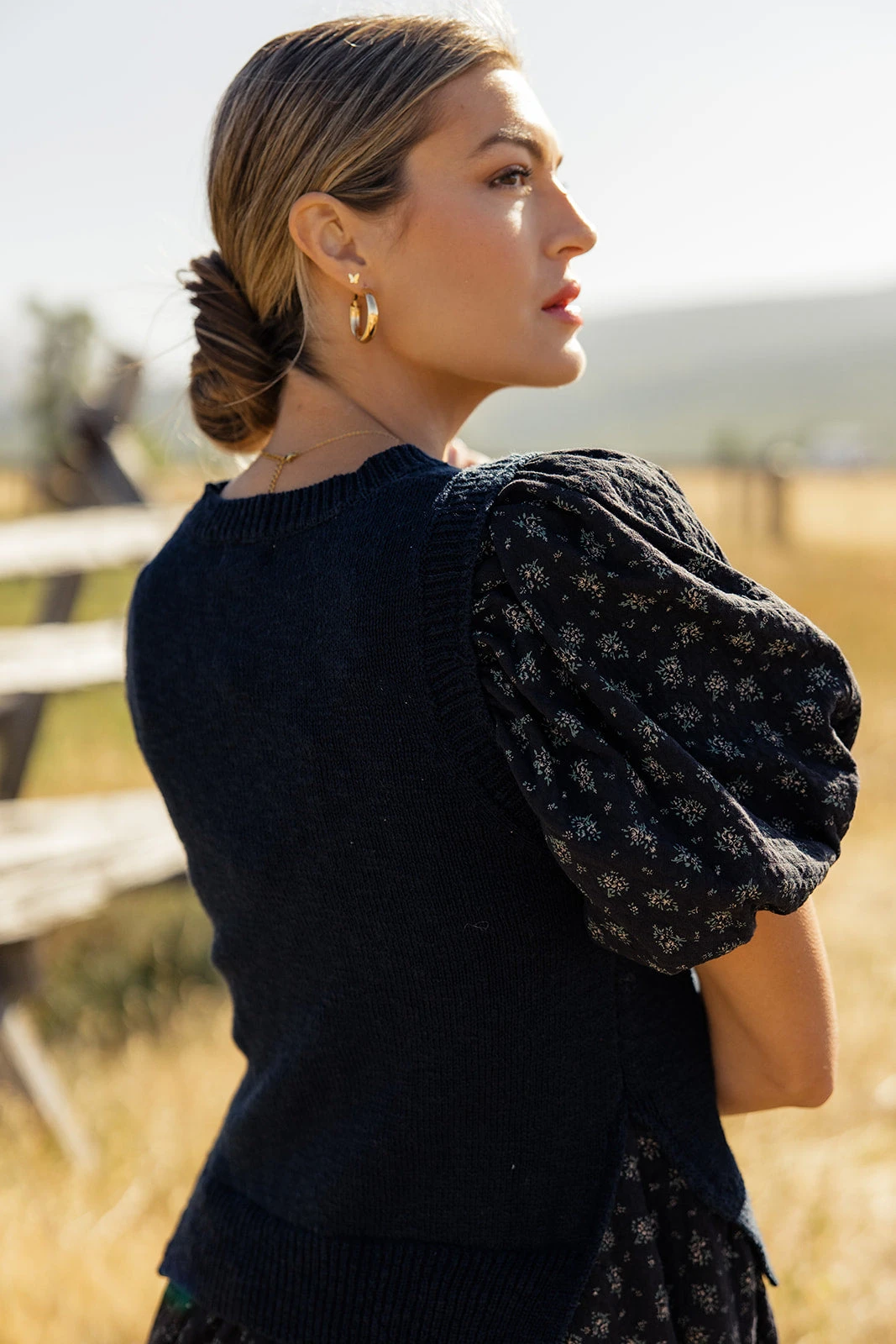 Puff Sleeve Sweater Vest Dress - The Aviva Layered Combo 4 Puff Sleeve Sweater Vest Dress - The Aviva Layered Combo - Image 2