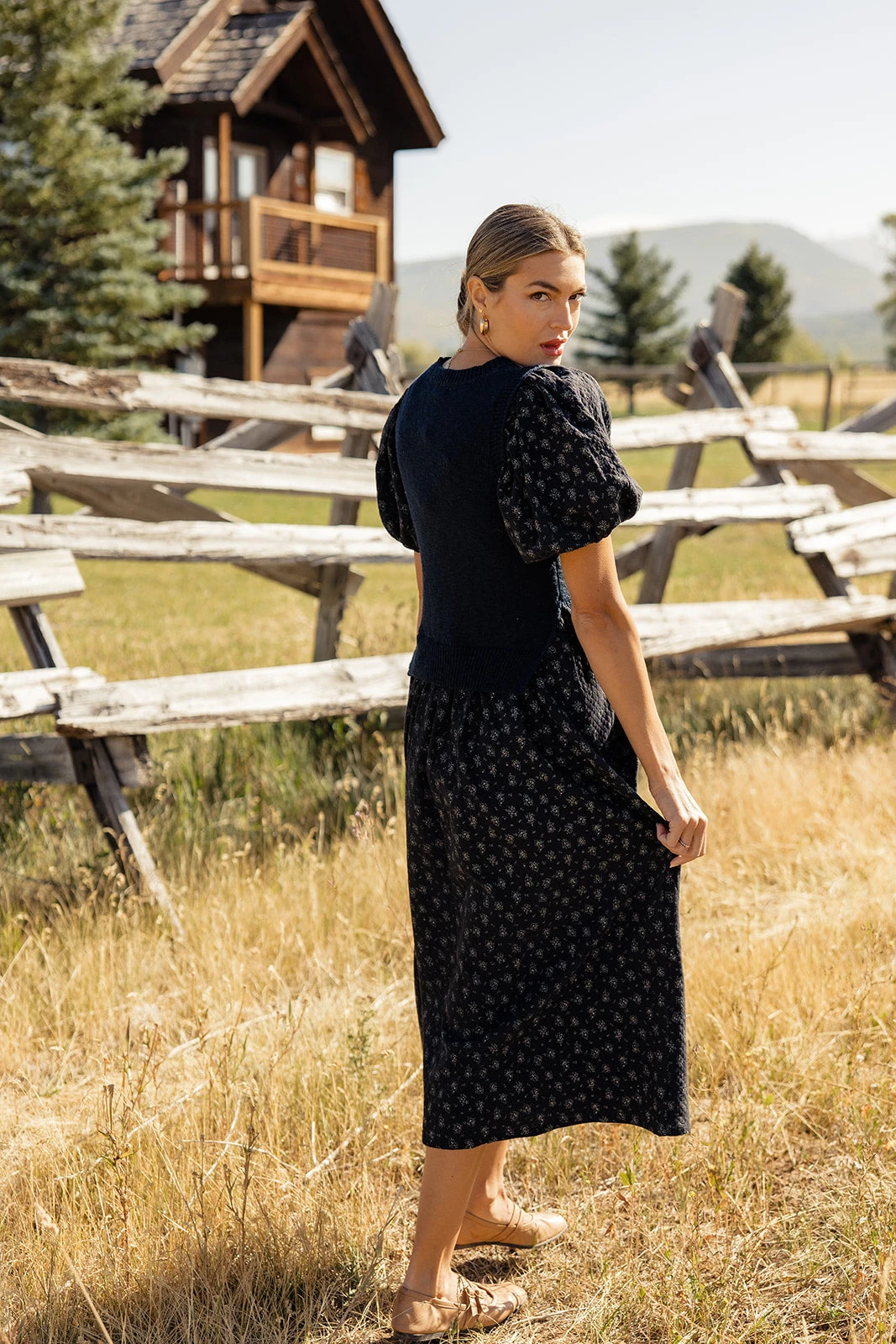 Puff Sleeve Sweater Vest Dress - The Aviva Layered Combo 6 Puff Sleeve Sweater Vest Dress - The Aviva Layered Combo - Image 4