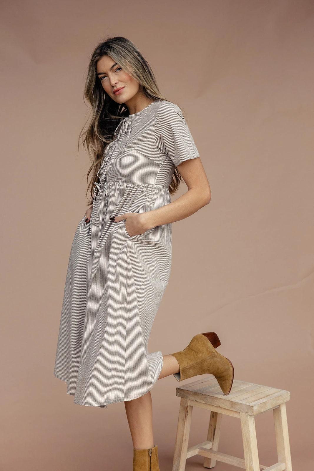 Front Tie A-Line Dress with Pockets - In My Dreams 3 Front Tie A-Line Dress with Pockets - In My Dreams