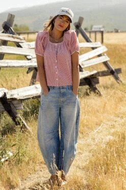 Long Stem Roses Button Down Blouse -ROOLEE FASHION SHOP 028A6270