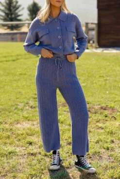 Cozy Wide Leg Knit Sweater Pants with Adjustable Drawstring