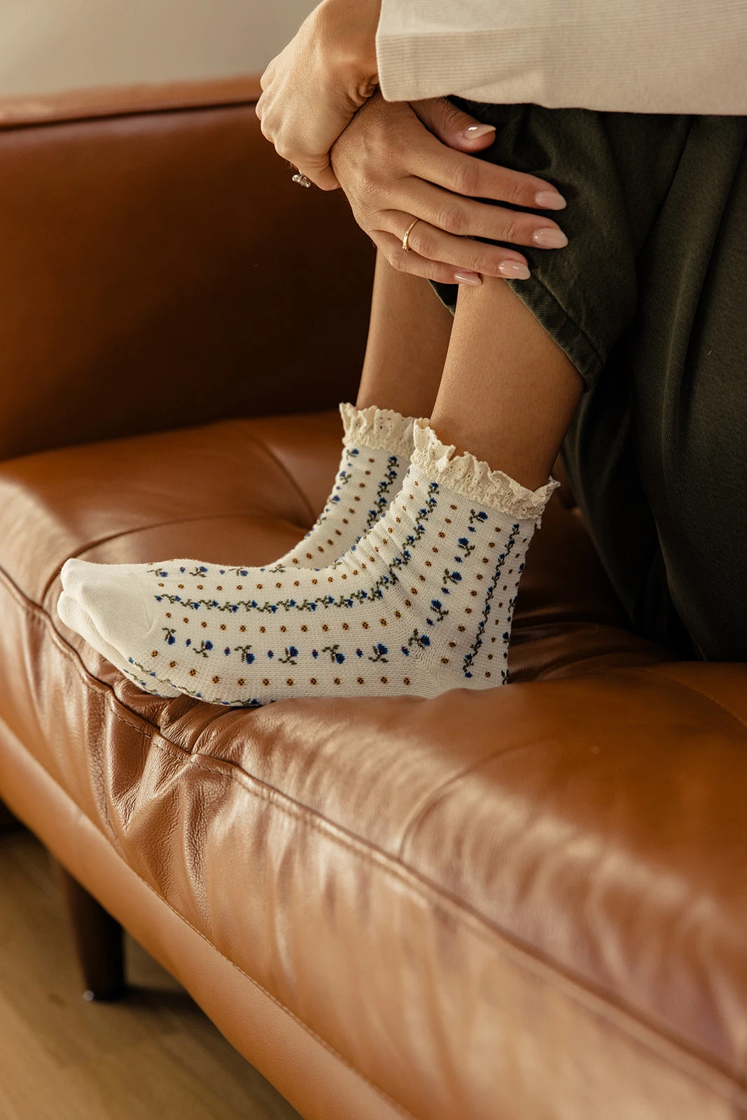 Free People Rosebud Waffle Knit Ankle Socks with Floral Embroidery 14 Free People Rosebud Waffle Knit Ankle Socks with Floral Embroidery - Image 12