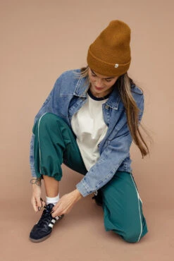 Denim Jacket with Pleated Details - Medium Weight Women's Outerwear -ROOLEE FASHION SHOP 028A6835