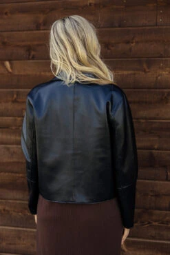 Faux Leather Button Down Jacket with Pockets - Violet Style -ROOLEE FASHION SHOP 028A6934