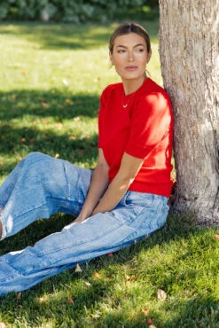 Strong and Wild Puff Sleeve Short Sleeve Sweater -ROOLEE FASHION SHOP 028A7003