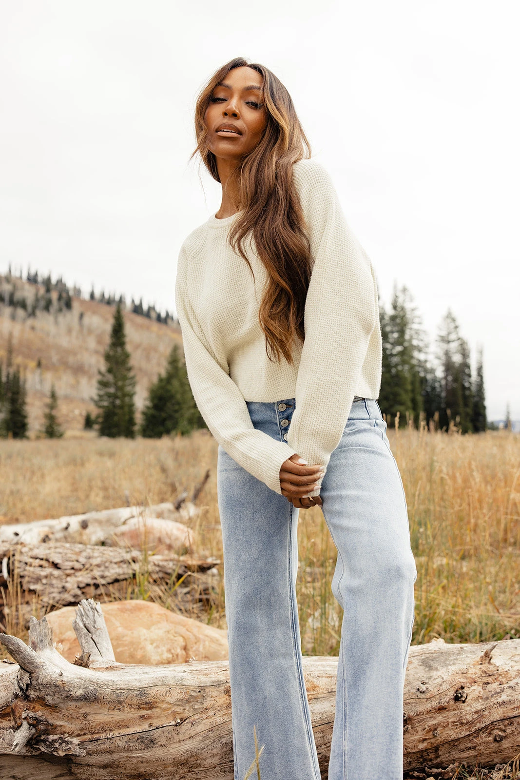 Cropped Waffle Knit Raglan Sweater 3 Cropped Waffle Knit Raglan Sweater