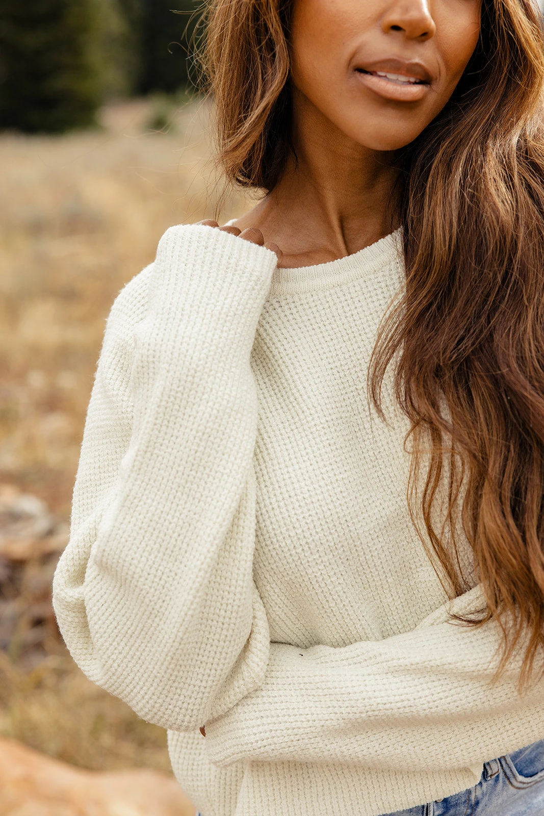 Cropped Waffle Knit Raglan Sweater 15 Cropped Waffle Knit Raglan Sweater - Image 13