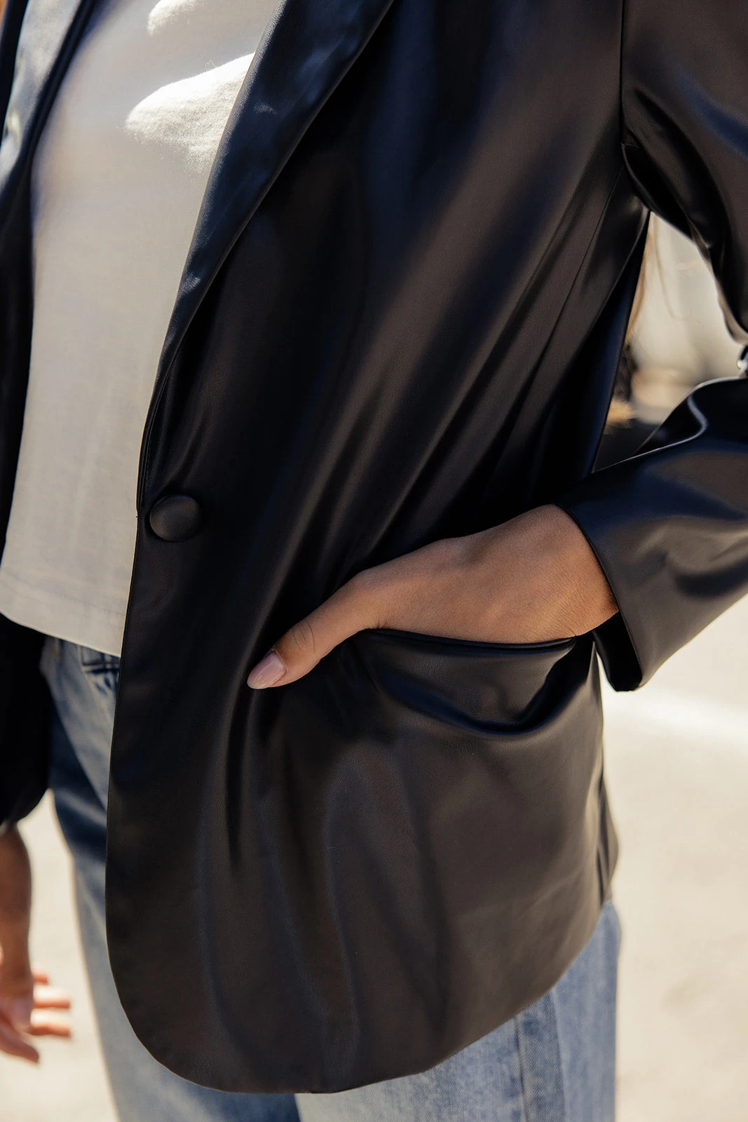 Leather Blazer for Women - Uptown Chic Single Button Jacket 9 Leather Blazer for Women - Uptown Chic Single Button Jacket - Image 7