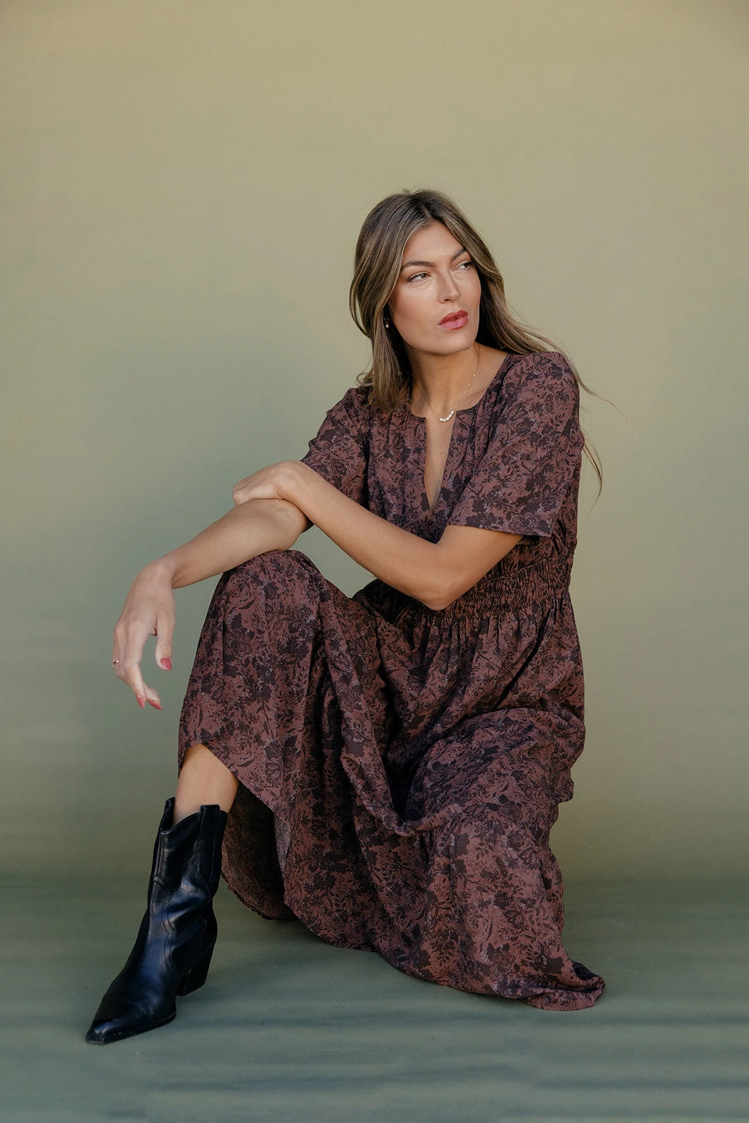 Autumn Whispers Midi Dress - Romantic Floral Fall Fashion 8 Autumn Whispers Midi Dress - Romantic Floral Fall Fashion - Image 6