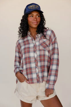 Be Cool Harvest Rose Plaid Button Down Shirt