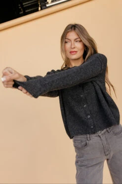 Women's Soft Open Front Black Cardigan - Lightweight Layering Essential