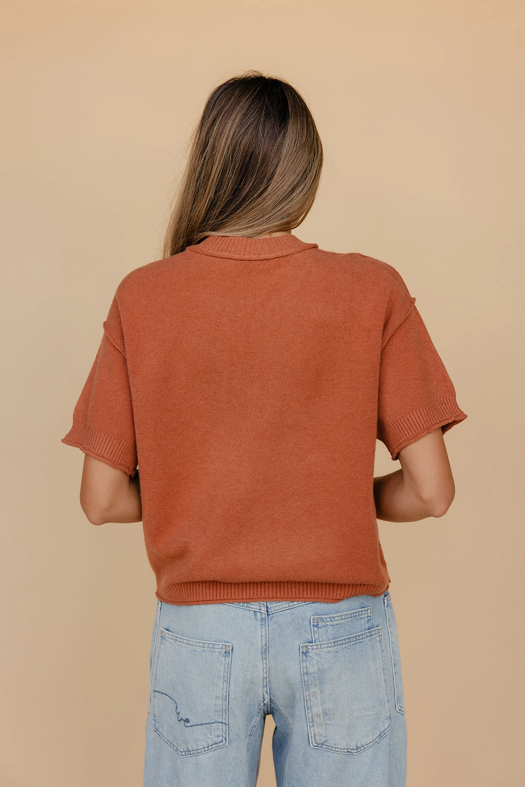 Raw Edge Relaxed Fit Blouse in Soft Clay 6 Raw Edge Relaxed Fit Blouse in Soft Clay - Image 4