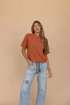 Raw Edge Relaxed Fit Blouse in Soft Clay 13 Raw Edge Relaxed Fit Blouse in Soft Clay -ROOLEE FASHION SHOP 028A7558