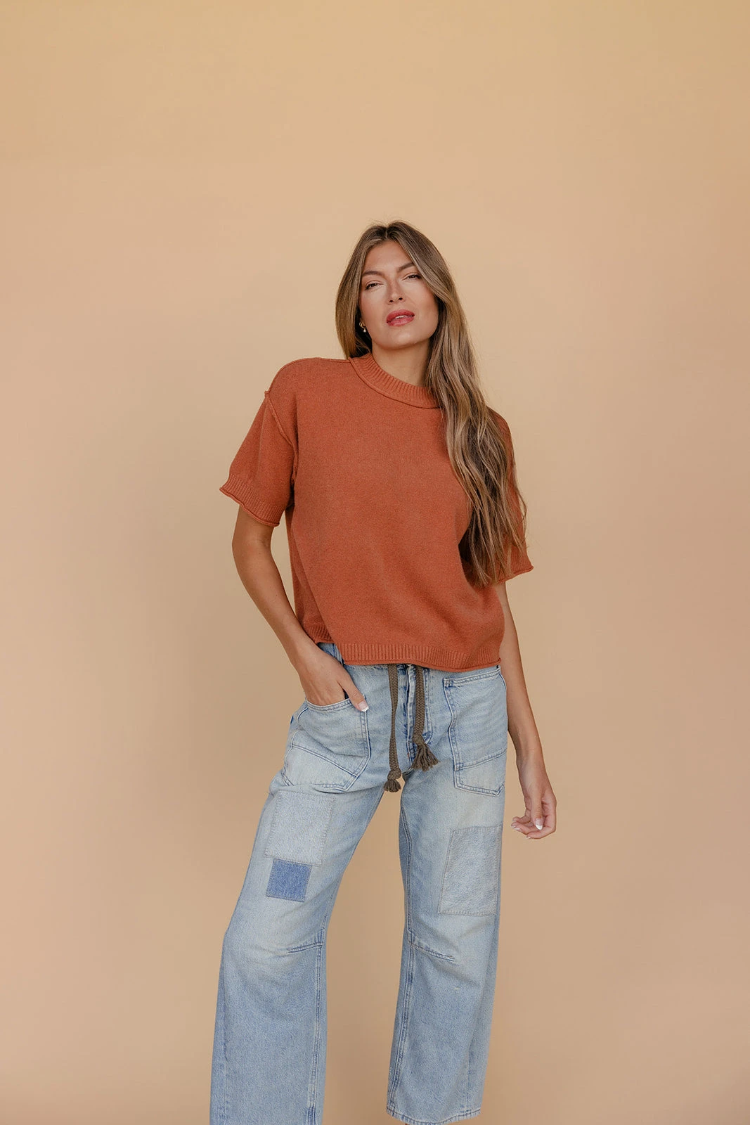 Raw Edge Relaxed Fit Blouse in Soft Clay 7 Raw Edge Relaxed Fit Blouse in Soft Clay - Image 5