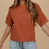 Raw Edge Relaxed Fit Blouse in Soft Clay 2 Raw Edge Relaxed Fit Blouse in Soft Clay -ROOLEE FASHION SHOP 028A7592
