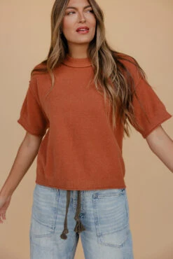 Raw Edge Relaxed Fit Blouse in Soft Clay