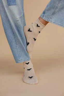 Free People Cupids Bow Heart Motif Crew Socks