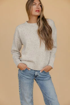 Oversized Oatmeal Speckled Knit Sweater - Harvest Lane -ROOLEE FASHION SHOP 028A7623