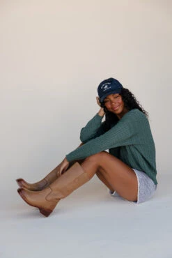 The Stables Forest Green Cable Knit Sweater -ROOLEE FASHION SHOP 028A7655 290e7613 6965 481b bb7e aeb6496a84be