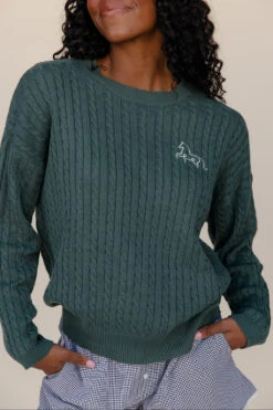 The Stables Forest Green Cable Knit Sweater