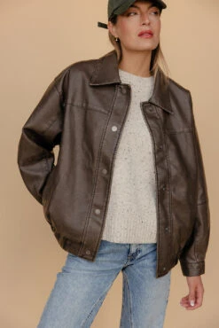 Retro Rhythm Relaxed Vegan Leather Jacket - Vintage Edge Outerwear -ROOLEE FASHION SHOP 028A7685 d3ec4deb 5ec4 4ea9 920a 37412531e895