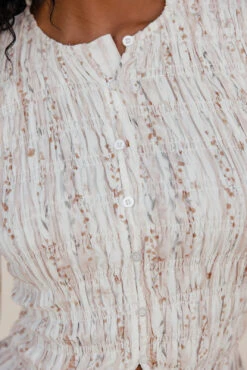 Cream Smocked Blouse with Billowy Sleeves - Blushwood Textured Top -ROOLEE FASHION SHOP 028A7688 0f7d0845 e017 4fd9 a3af 60f429b6932a