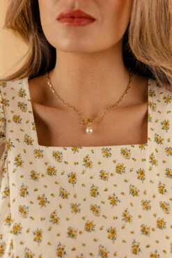 Pearl Paperclip Necklace - Cordelia Gold Plated Jewelry for Women -ROOLEE FASHION SHOP 028A7743