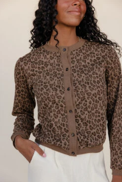 Leopard Print Cropped Cardigan - Soft Brown Button-Down Sweater -ROOLEE FASHION SHOP 028A7778