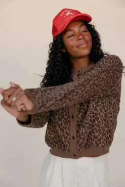 Leopard Print Cropped Cardigan - Soft Brown Button-Down Sweater -ROOLEE FASHION SHOP 028A7792 7ce357ec 7552 4b6a 9c7c df07389f2e2d