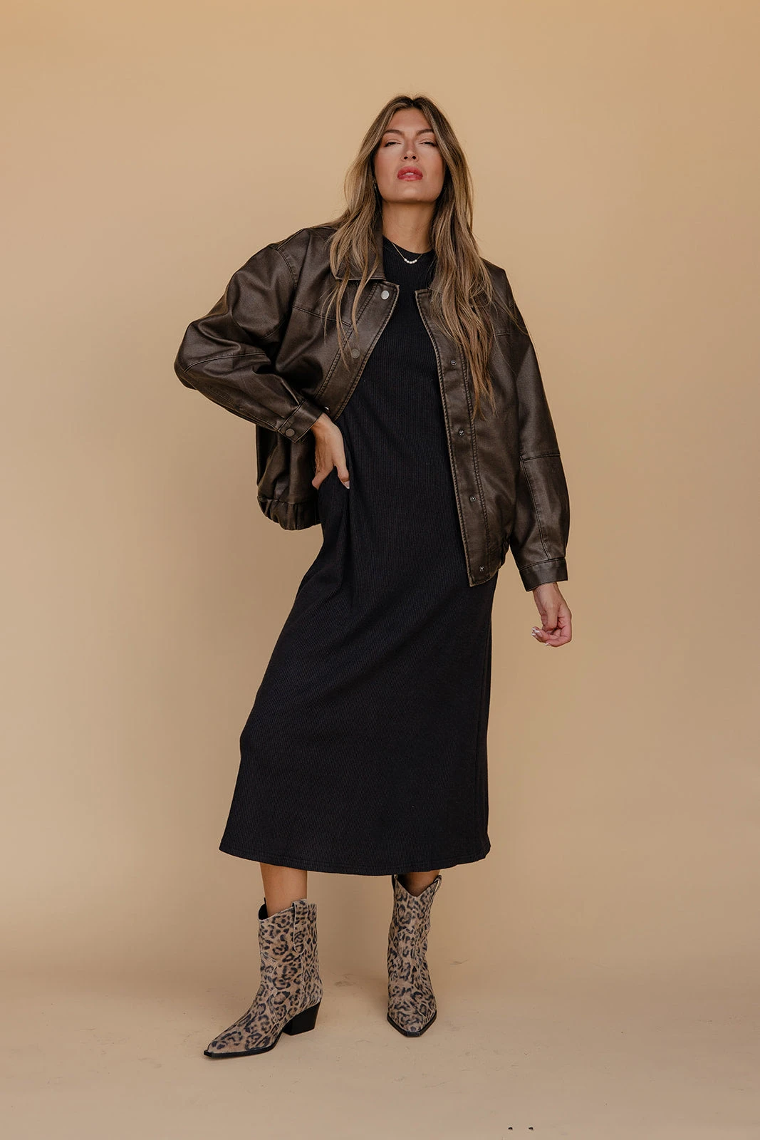 Long Sleeve Ribbed Midi Dress - Shadow and Smoke Fitted Bodycon 9 Long Sleeve Ribbed Midi Dress - Shadow and Smoke Fitted Bodycon - Image 7