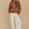 Camel Striped Relaxed Fit Knit Sweater with Drop Shoulder 2 Camel Striped Relaxed Fit Knit Sweater with Drop Shoulder -ROOLEE FASHION SHOP 028A7871 4cc5d254 b2f5 4093 87b3 80c5dbd87a6b