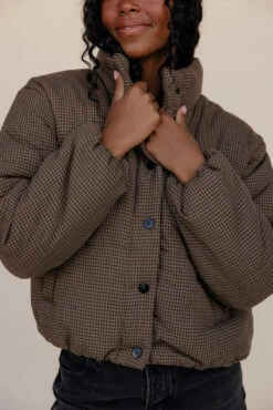 Elmhurst Gingham Puff Coat - Stylish Women's Outerwear -ROOLEE FASHION SHOP 028A7987