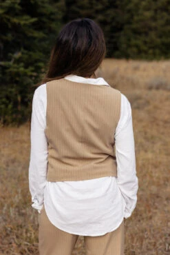 Tailored Pinstripe Vest - Structured Professional Office Waistcoat -ROOLEE FASHION SHOP 028A8135