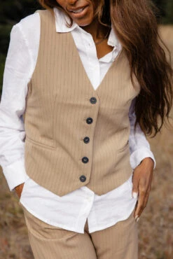 Tailored Pinstripe Vest - Structured Professional Office Waistcoat