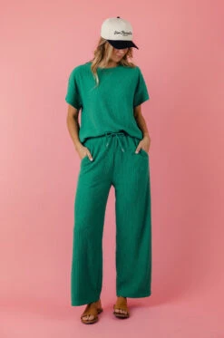 The Iris Textured Wide-Leg Pants with Pockets