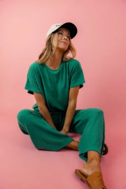 The Iris Textured Wide-Leg Pants with Pockets -ROOLEE FASHION SHOP 028A8494