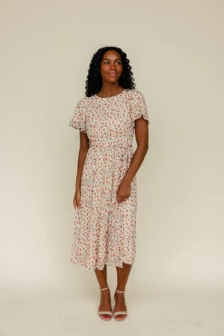 Floral Flutter Sleeve Dress - Elegant Pleated Midi for Events 12 Floral Flutter Sleeve Dress - Elegant Pleated Midi for Events -ROOLEE FASHION SHOP 028A8725