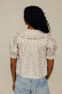 Vintage-Inspired Ivory Floral Blouse with Ruffled Peter Pan Collar -ROOLEE FASHION SHOP 028A9099 dd5b1553 7fdb 4627 9313 824dbd0d4b83