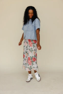 Blue Floral Flowy Midi Skirt - Lightweight Summer Bottom -ROOLEE FASHION SHOP 028A9366 6a9f0798 4cf2 43f5 8a32 f34017acad86