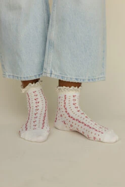 Floral Frill Ankle Socks - Cute Ruffle Trim Vintage Style Hosiery -ROOLEE FASHION SHOP 028A9410